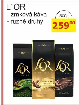 BENE Nápoje L'OR - zrnková káva - různé druhy nabídka