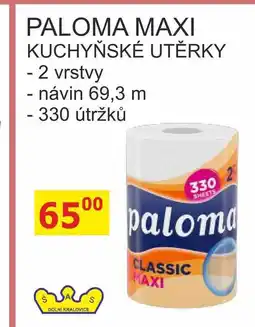 BENE Nápoje PALOMA MAXI KUCHYŇSKÉ UTĚRKY 2 vrstvy - návin 69,3 m nabídka