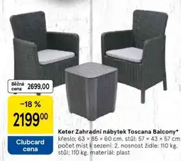 Tesco Keter Zahradní nábytek Toscana Balcony nabídka