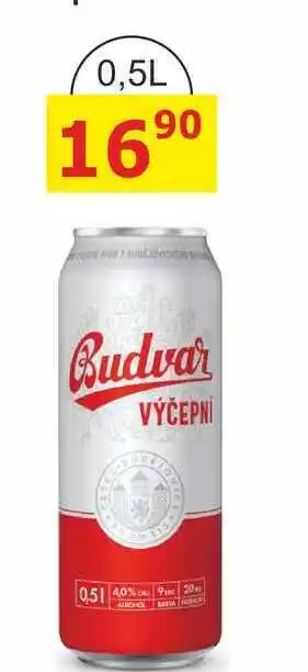 BENE Nápoje BUDVAR Pivo světlé výčepní 0,5l 0.5l plechovka nabídka