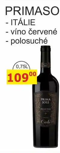 BENE Nápoje PRIMASOLE PRIMITIVO - ITÁLIE víno červené, polosuché nabídka