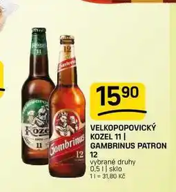 Flop VELKOPOPOVICKÝ KOZEL 11 | GAMBRINUS PATRON 12 vybrané druhy nabídka