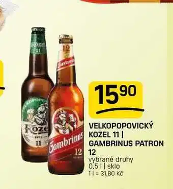 Flop VELKOPOPOVICKÝ KOZEL 11 | GAMBRINUS PATRON 12 vybrané druhy nabídka