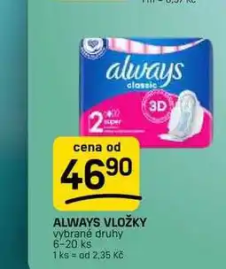 Flop ALWAYS VLOŽKY vybrané druhy 6-20 ks nabídka