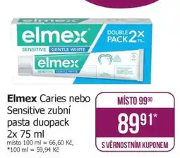Teta Elmex Caries nebo Sensitive zubní pasta duopack 2x 75 ml nabídka