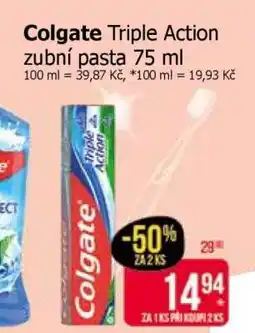 Teta Colgate Triple Action zubní pasta 75 ml nabídka