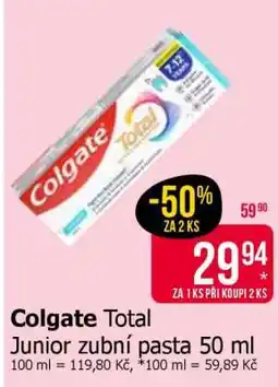 Teta Colgate Total Junior zubní pasta 50 ml nabídka