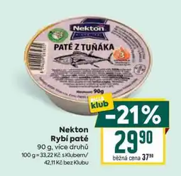 Billa Nekton Rybí paté nabídka