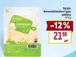 Billa Sýýr Ementálského typu plátky nabídka