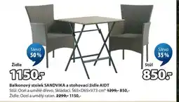 JYSK Balkonový stolek SANDVIKA a stohovací židle AIDT nabídka