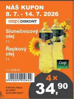 COOP DISKONT Coop Premium Slunečnicový olej/Řepkový olej nabídka