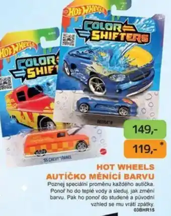 Hot wheels autíčko měnící barvu