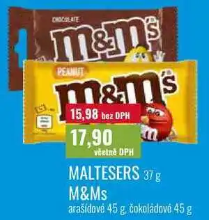 Ratio MALTESERS, 37 g M&Ms arašídovė 45 g, čokoládové 45 g nabídka