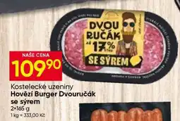 Hruška Hovězí burger dvouručák se sýrem nabídka