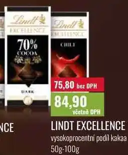 Ratio LINDT EXCELLENCE vysokoprocentní podíl kakaa, 50g-100g nabídka