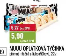 Ratio MUUU OPLATKOVÁ TYČINKA, příchuť mléčná a lískooříšková nabídka