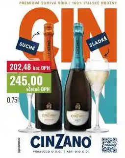 Ratio CINZANO PROSECCO D.O.C., ASTI D.O.C.O nabídka