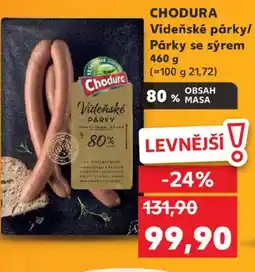 Kaufland CHODURA Vídeňské párky/ Párky se sýrem nabídka