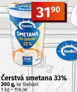 Coop Ranko Čerstvá smetana 33% nabídka