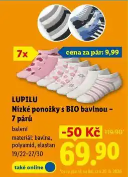 Lidl LUPILU Nízké ponožky s BIO bavlnou – 7 párů nabídka