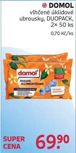 Rossmann DOMOL vlhčené úklidové ubrousky, DUOPACK, 2× 50 ks nabídka