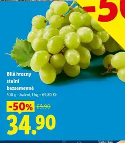 Lidl Bílé hrozny stolní bezsemenné nabídka