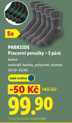 Lidl PARKSIDE Pracovní ponožky - 5 párů nabídka