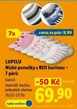 Lidl LUPILU Nízké ponožky s BIO bavlnou - 7 párů nabídka
