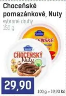 Konzum Choceňské pomazánkové, Nuty nabídka
