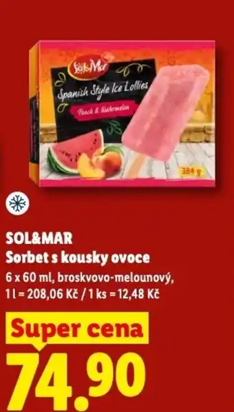 Lidl SOL&MAR Sorbet s kousky ovoce nabídka
