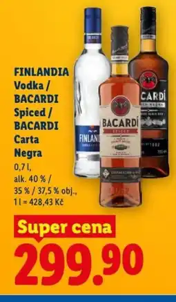 Lidl FINLANDIA Vodka / BACARDI Spiced/ BACARDI Carta Negra nabídka