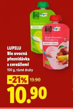 Lidl LUPILU Bio ovocná přesnídávka s cereáliemi nabídka