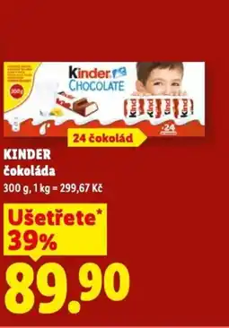 Lidl KINDER čokoláda nabídka