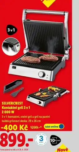 Lidl SILVERCREST Kontaktní gril 3 v1 2000 W nabídka