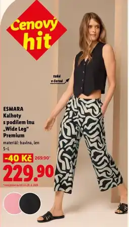Lidl ESMARA Kalhoty s podílem lnu „Wide Leg❝ Premium nabídka