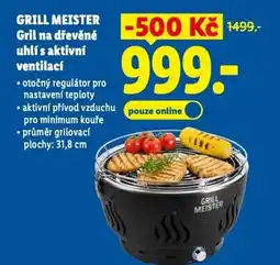 Lidl GRILL MEISTER Gril na dřevěné uhlí s aktivní ventilací nabídka