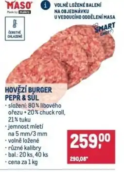 Makro Hovězí burger pepř & sůl nabídka