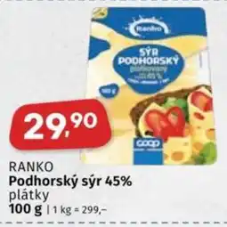 Coop RANKO Podhorský sýr 45% plátky nabídka