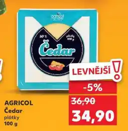 Kaufland AGRICOL Čedar plátky 100 g nabídka