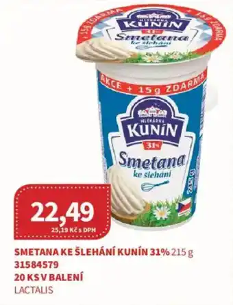 Kubík potraviny Smetana ke šlehání Kunín 31% nabídka