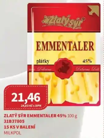 Kubík potraviny Zlatý sýr emmentaler 45% nabídka