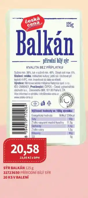 Kubík potraviny Sýr Balkán nabídka