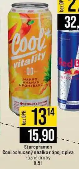 Jip Staropramen Cool ochucený nealko nápoj z piva různé druhy nabídka