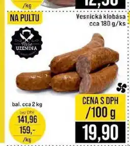 Jip Vesnická klobása cca 180 g 2 kg 100g nabídka