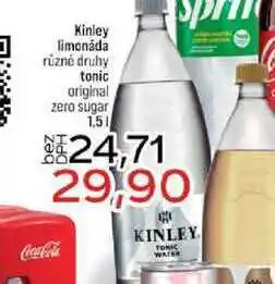 Jip Kinley limonáda různé druhy tonic original zero sugar nabídka