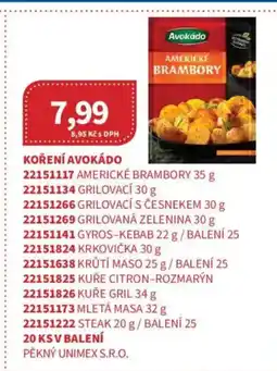 Kubík potraviny Koření Avokádo nabídka
