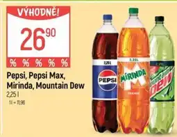 Globus Pepsi, Pepsi Max, Mirinda, Mountain Dew nabídka