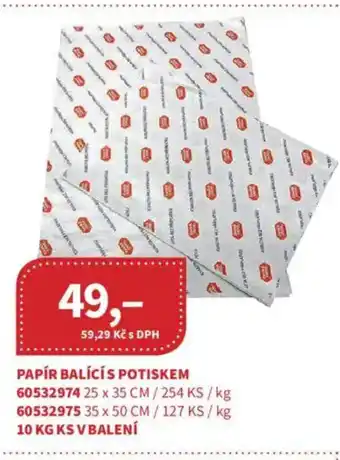 Kubík potraviny Papír balící s potiskem nabídka