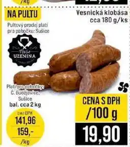 Jip Vesnická klobása cca 180 g 100g nabídka