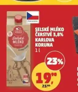 Penny Market Şelské mléko čerstvé 3,8% karlova koruna nabídka